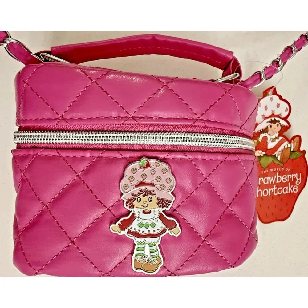Strawberry Shortcake Girls Mini Quilted Faux Leather Crossbody Bag Pink NEW